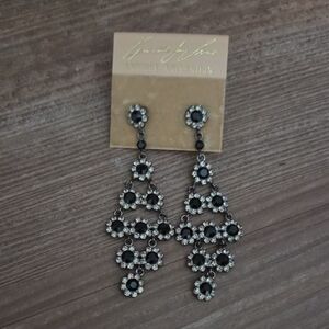 Elegant Black and Silver Dangle Earrings